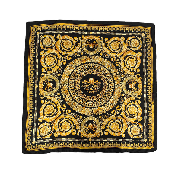 VERSACE Accessories - Versace Women's Silk Baroque Skull & Crossbones Scarf Black